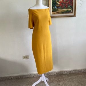 Mustard Off the Shoulder Midi-length dress
